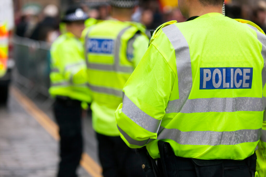 Police officers standing in a line